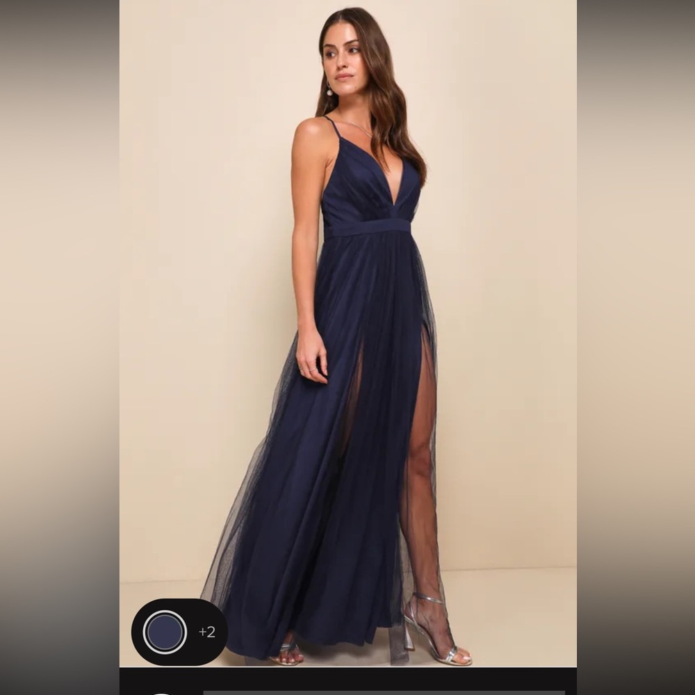 NWT LULUS NAVY BLUE TULLED DRESS